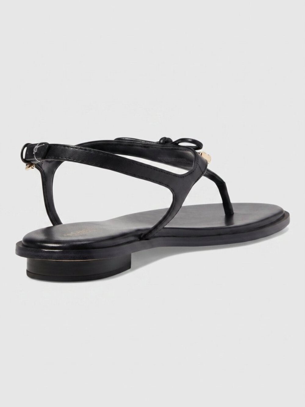 Michael Kors Nori Black Leather Bow Thong Flat Sandals Women's Shoes - Picture 2 of 5